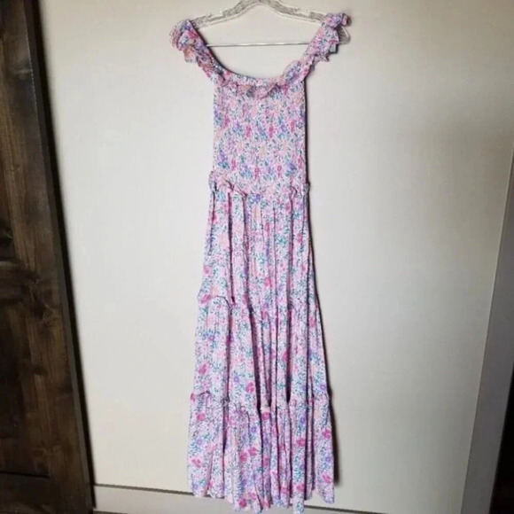 Abel the Label Pink Purple Floral Romance Off the Shoulder Maxi Dress XS - Picture 13 of 14